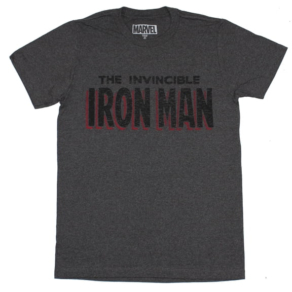 Iron Man (Marvel Comics) Mens T-Shirt - The Invincible Iron Man Simple Word Logo (Small)