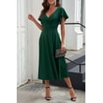 thumbnail image 4 of PRETTYGARDEN Women's Summer Midi Dress Ruffle Cap Sleeve V Neck Cocktail Party Swing A Line Fit and Flared Dresses, 4 of 6