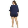 thumbnail image 5 of Xmarks Plus Size Pajamas Set for Women Short Sleeve Top and Shorts Loungewear 2 Piece Sleepwear Pjs Sets Blue XL, 5 of 6