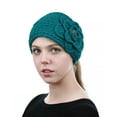 thumbnail image 1 of NYFASHION101 Stone Accent Hand Knitted Flower Winter Headband Headwrap - NAG15Y, Seagreen, 1 of 4