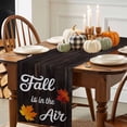 thumbnail image 4 of Fall Table Runner Thanksgiving Maple Leaves Table Runners Fall Is in The Air Wooden Cotton Linen Dresser Scarf Kitchen Dining Table Decor for Fall Holiday Party Decor 13x90 Inch, 4 of 9