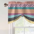thumbnail image 5 of Geometric Bohemia Tie Up Valances Curtain, Adjustable Kitchen Stripes Blue Orange and Yellow Valances for Windows Decor, Rod Pocket Short Curtains Set for Bedroom/Bathroom, 54"x18", 5 of 9