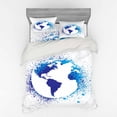 thumbnail image 2 of Ambesonne Abstract Bedding Set 3 Pcs, Globe Ink Effect Map, Twin XL, Blue White, 2 of 3