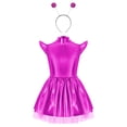 thumbnail image 4 of Aislor Girls 2Pcs Alien Dress Up Iridescent Glossy Flying Sleeve Ruffled Tutu Dress with Hair Hoop Hot Pink 14, 4 of 7