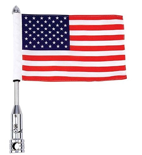 Diamond Plate BKFLAGPL Motorcycle Flagpole Mount and American Flag USA by Diamond Plate