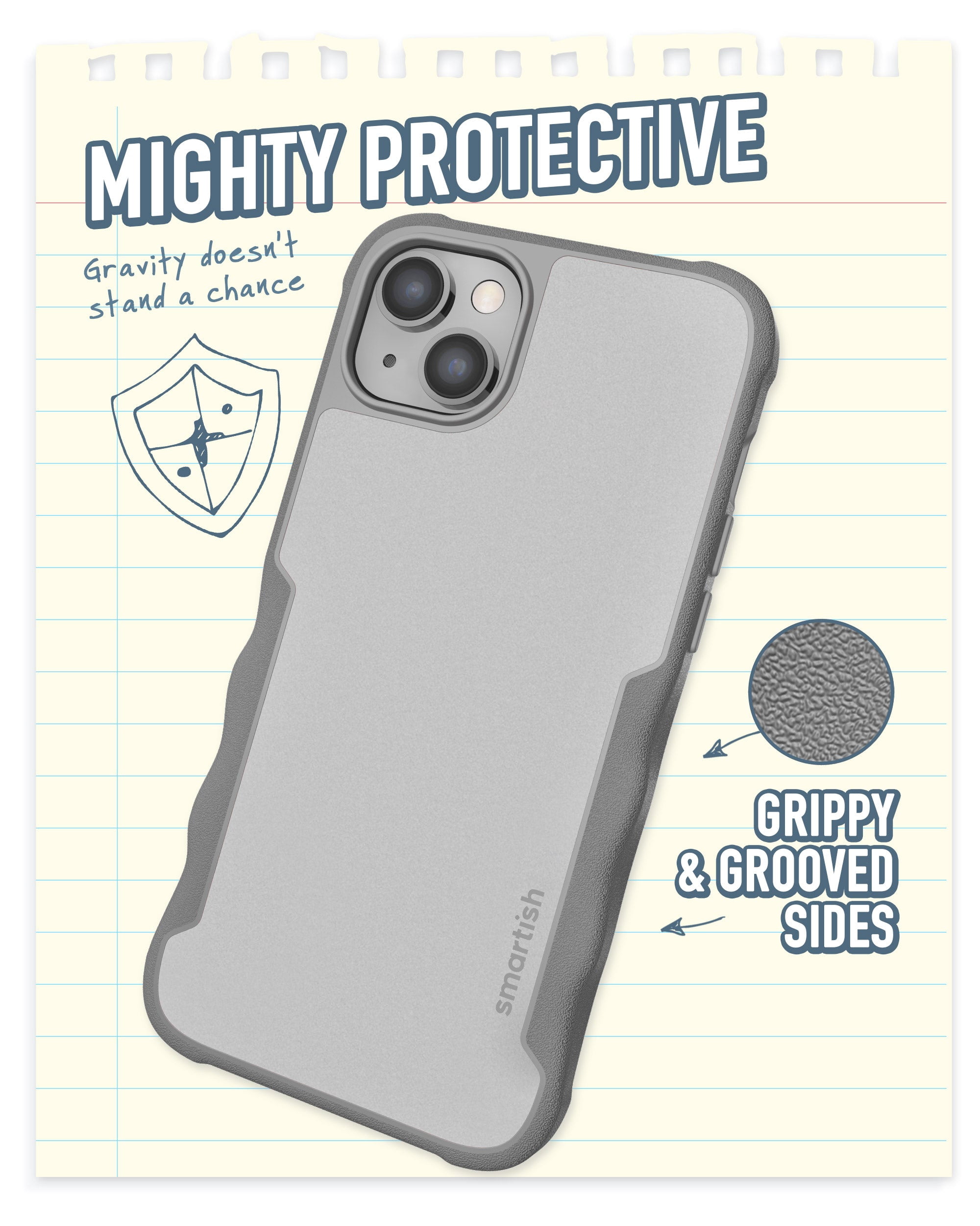 Smartish iPhone 14 Max Protective Case - Gripzilla Compatible with MagSafe [Rugged + Tough] Armored Slim Cover with Drop Protection - Gray Area