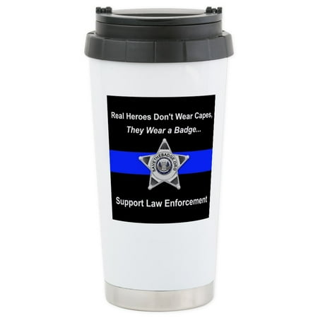 Regal Stainless CafePress - Real Heroes Wear Badges Stainless Steel Travel Mug - Stainless Steel Travel Mug, Insulated 16 oz. Coffee Tumbler ()