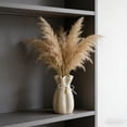 thumbnail image 4 of AURIGATE Ruffled Ceramic Flower Vase, 4.13x8.07 Inch Decorative Vase with Bow Tassel for Home Tabletop Decor, 4 of 6