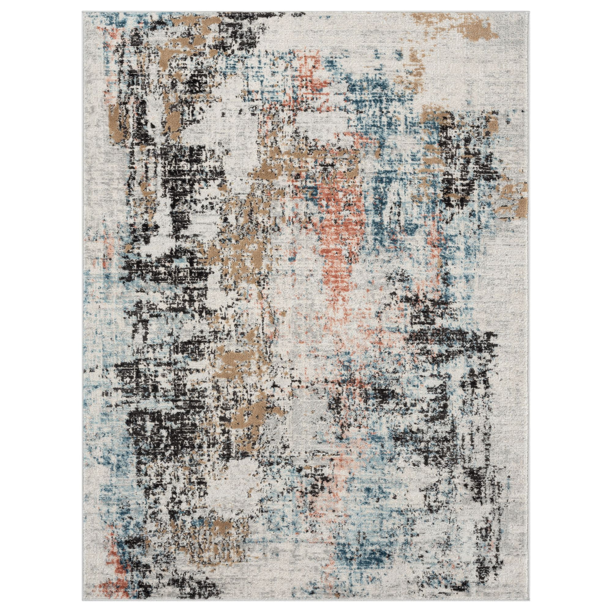 The Spruce Summer Rain Area Rug, Blue/Rust, 7'10"x10'2"