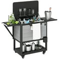 thumbnail image 3 of Outsunny 104 Quart Patio Cooler Cart, Outdoor Beverage Rolling Ice Chest with Bottle Opener and Shelves for Pool Deck BBQ Cookouts Party, Gray, 3 of 10