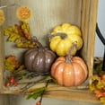 thumbnail image 3 of Northlight Crackle Finished Glittered Fall Harvest Pumpkins - 4" - Orange and Brown - Set of 3, 3 of 6
