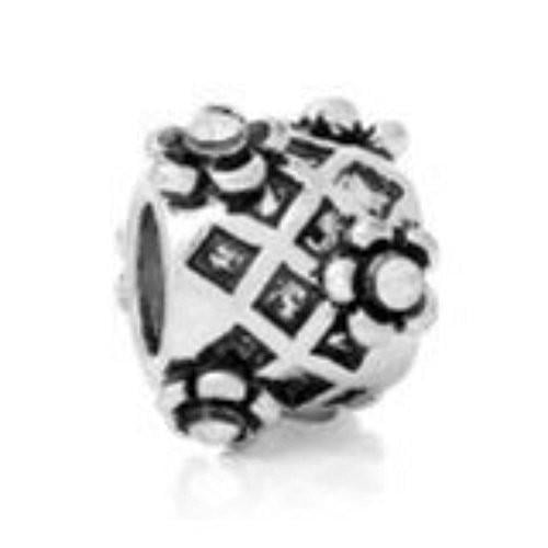April Birthstone Charm Bead W/Clear  Crystals