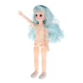 thumbnail image 2 of Encantadora muñeca BJD de 11 ''1/6, cuerpo de plástico desnudo, ojos 3D, muñecas para jugar, suministros de bricolaje, azul Flequillo azul perfke BJD Doll Body Girl, 2 of 9