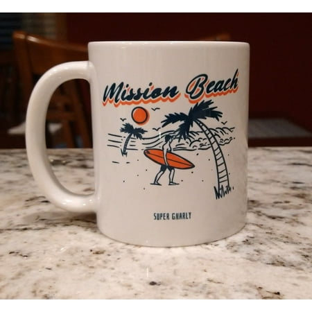 

Vintage Surf Super Gnarly Mission Beach Surfer White Gift coffee mug