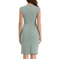 thumbnail image 3 of INSPIRE CHIC Women's Sheath Dress Pencil Work Sleeveless Professional Office Dresses XS Light Green, 3 of 6