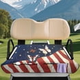 thumbnail image 3 of XYZCANDO American Flag Butterfly Golf Cart Seat Cover - 4 Storage Pockets Non-Slip Washable Terry Cloth Universal 2-Seater Golf Cart Seat Protector, 3 of 9