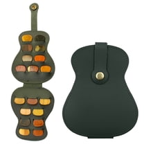 Holloyiver Leather Guitar Picks Holder Case, Handmade PU Leather Guitar Plectrum Holder with 18 Slots for Guitar Picks, Guitar Plectrums Bag for Guitarist Gifts (Green)