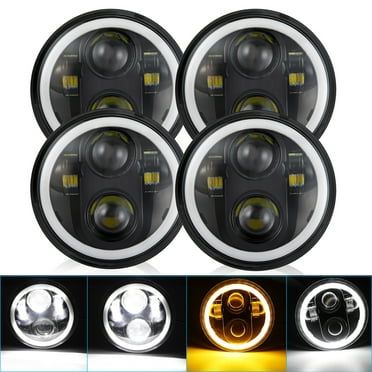 LED DRL Black Headlight Assemblies With Turn Signals For 1999-2007 GMC Sierra & Yukon