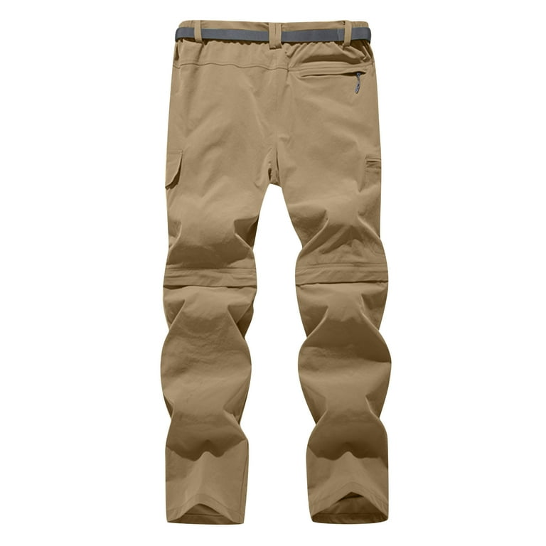 Snilers 2022 Mens Hiking Convertible Pants Outdoor Waterproof Quick Dry Zip Off Lightweight Fishing Pants Plus size, Men's, Size: 3XL, Beige