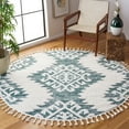 thumbnail image 2 of SAFAVIEH Moroccan Tassel Desmond Southwestern Shag Area Rug, Green/Ivory, 6'7" x 6'7" Round, 2 of 8