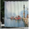 thumbnail image 4 of Ambesonne Colorful Shower Curtain, Harbor Boats and Birds, 69"Wx70"L, Multicolor, 4 of 5