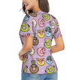 thumbnail image 3 of Fuzoiu Cute Donuts Print Women's Classic V-Neck T-Shirt, Short Sleeve V Neck Tees for Casual Everyday Wear,Casual Fit Tee,Summer Fashion Tops-X-Large, 3 of 5