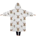 thumbnail image 2 of Oversized Wearable Blanket Hoodie,White Highland Cow Doll Pattern Sherpa Blanket Hoodie with Super Pockets,Super Warm Fuzzy Pullover for Women & Men, 2 of 6