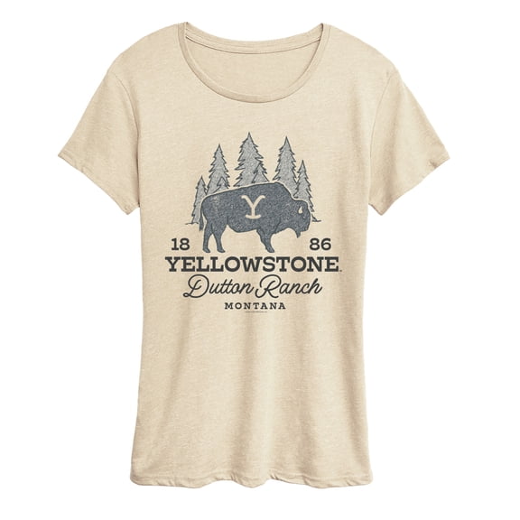 Yellowstone - Dutton Ranch Bison Sketch Short Sleeve Graphic T-Shirt