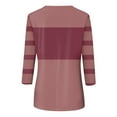 thumbnail image 4 of CLOISE Tops for Women Fall Trendy Striped Tops Scoop Neck 3/4 Sleeve Shirts Loose Colorblock Basic Blouses Y2k Outfits Purple XL, 4 of 5