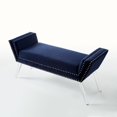 thumbnail image 2 of Inspired Home Turner Velvet Bench Nailhead Trim Acrylic Legs, Navy, 2 of 8