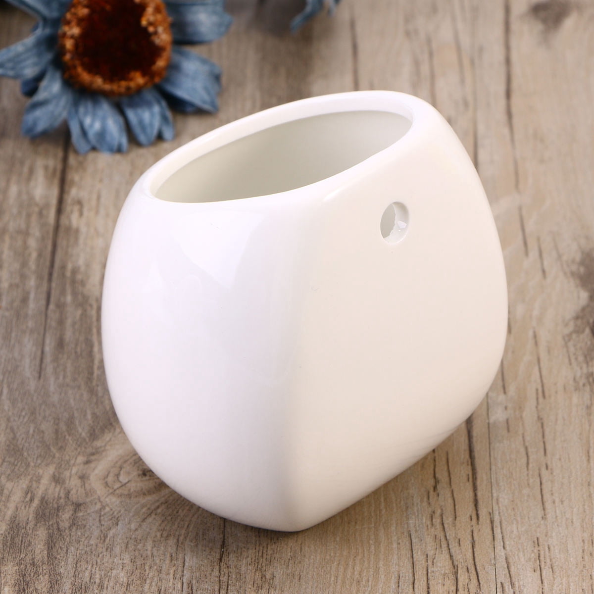 BEADCEST Hanging Planter Wall Plant Containers Whiteware 2pcs