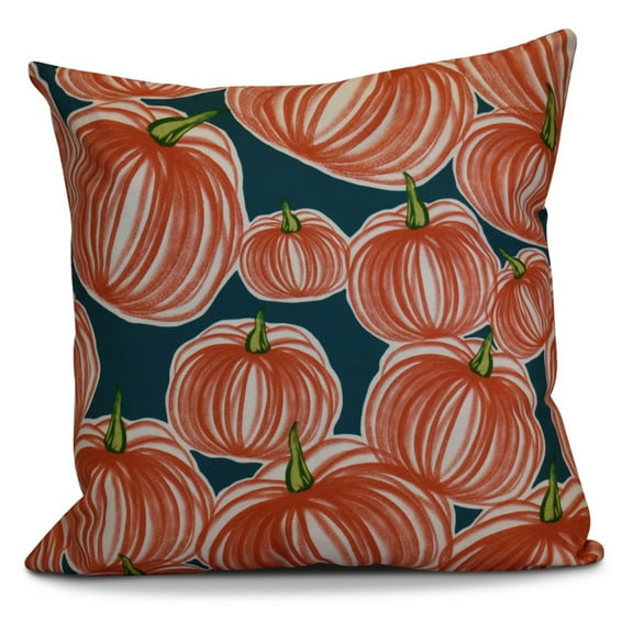 E by Design Flipping for Fall Pumpkins-A-Plenty Outdoor Pillow, Orange-Blue