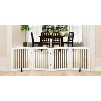 HLR Dog Pet Gate, Folding Wood Dog Door, Puppy Safety Fence with Support Feet, 24" Tall 4 Panels.