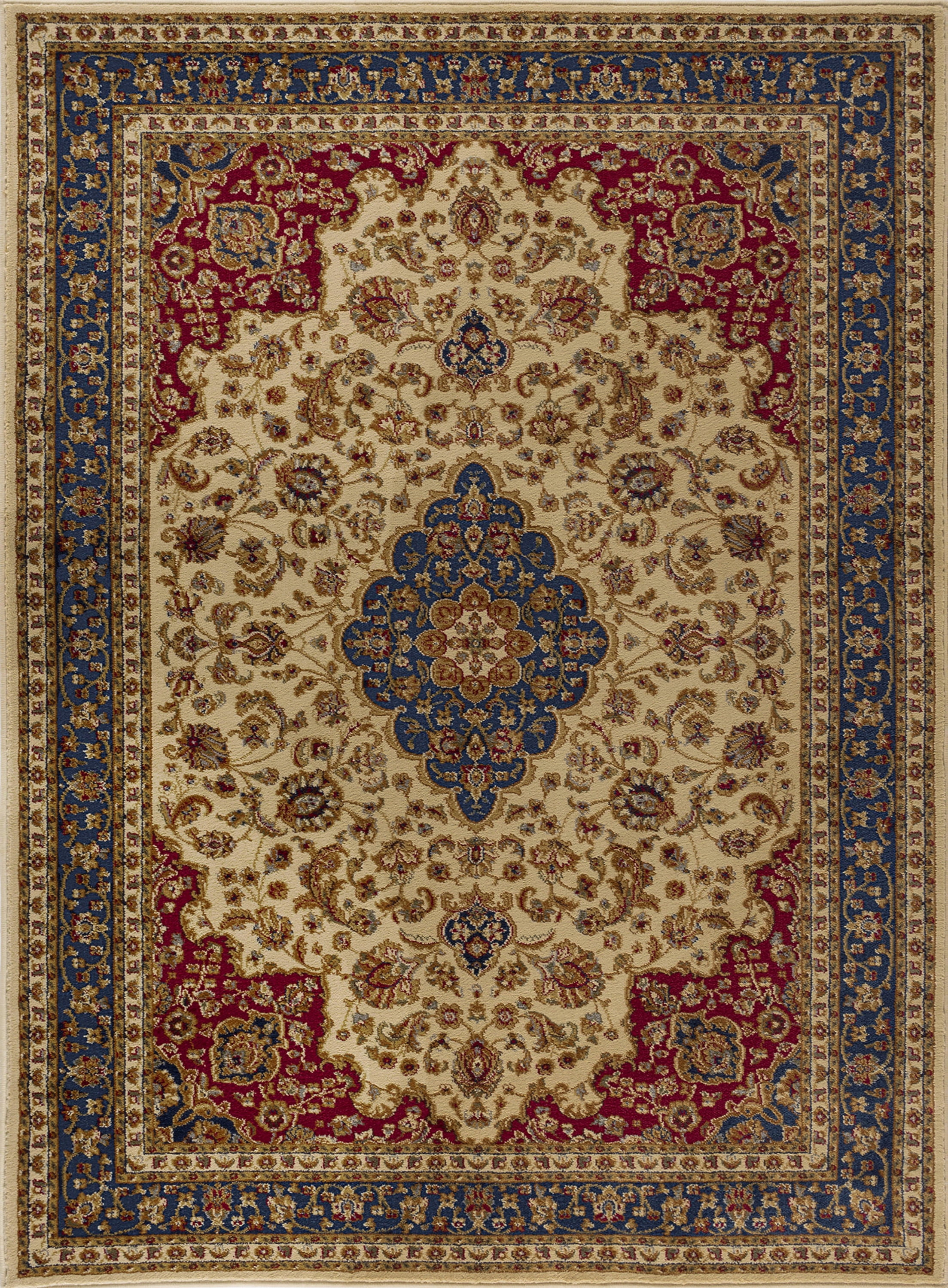 Sensation Transitional 9' x 12' Ivory and Scarlet Polypropylene Indoor Area Rug