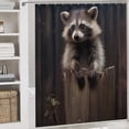 thumbnail image 5 of 4Pcs Rustic Cute Raccoon Shower Curtain Sets with Non-Slip Rugs, Toilet Lid Cover and U Shape Bath Mat, Wild Nature Modern Forest Animals Bathroom Sets Waterproof Shower Curtains with 12 Hooks, 5 of 8