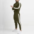 thumbnail image 2 of Delconic Mens Two Piece Athletic Tracksuit Set Zip Front Long Sleeve Track Jacket and Tapered Jogger Pants Casual Sportwear Army Green L, 2 of 5