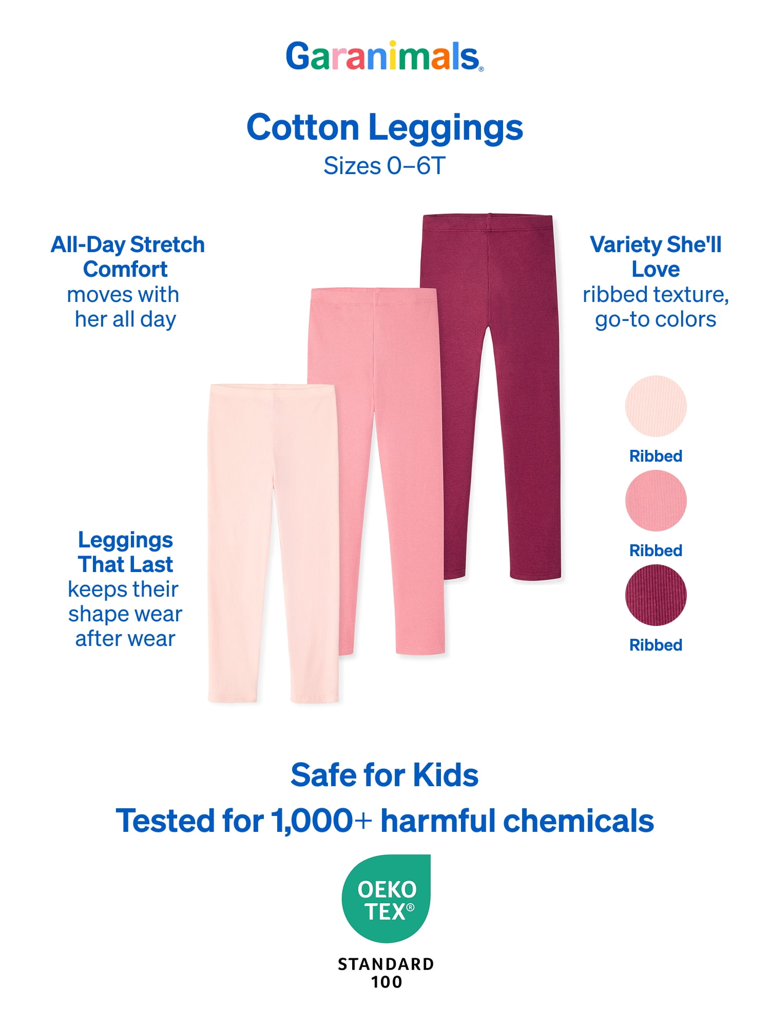Garanimals Baby & Toddler Girls Leggings, Single & 3-Pack, Sizes 0-6T