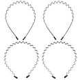 thumbnail image 1 of 4pcs Metal Hair Hoops Unisex Wavy Headband Multi-Use Shower Makeup Headbands, 1 of 7