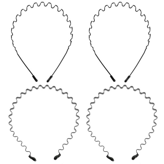 Wavy Headband 4 Pcs Solid Color Hair Makeup Hoops Bands Accessories Wave Metal Man