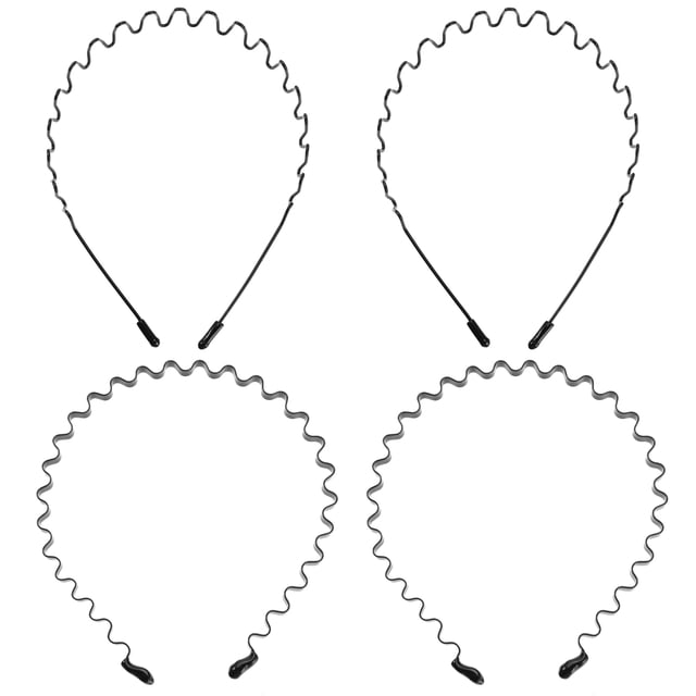 4pcs Metal Hair Hoops Unisex Wavy Headband Multi-Use Shower Makeup Headbands