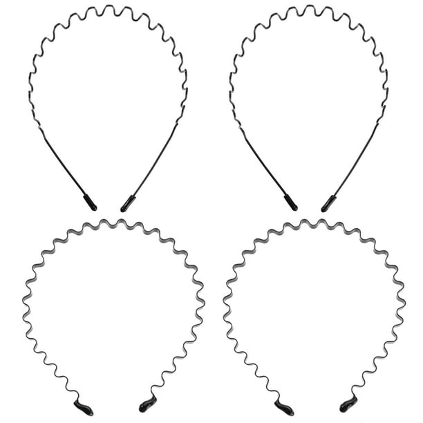 4 diademas de metal para el pelo unisex, onduladas, multiusos, para la ducha y el maquillaje.