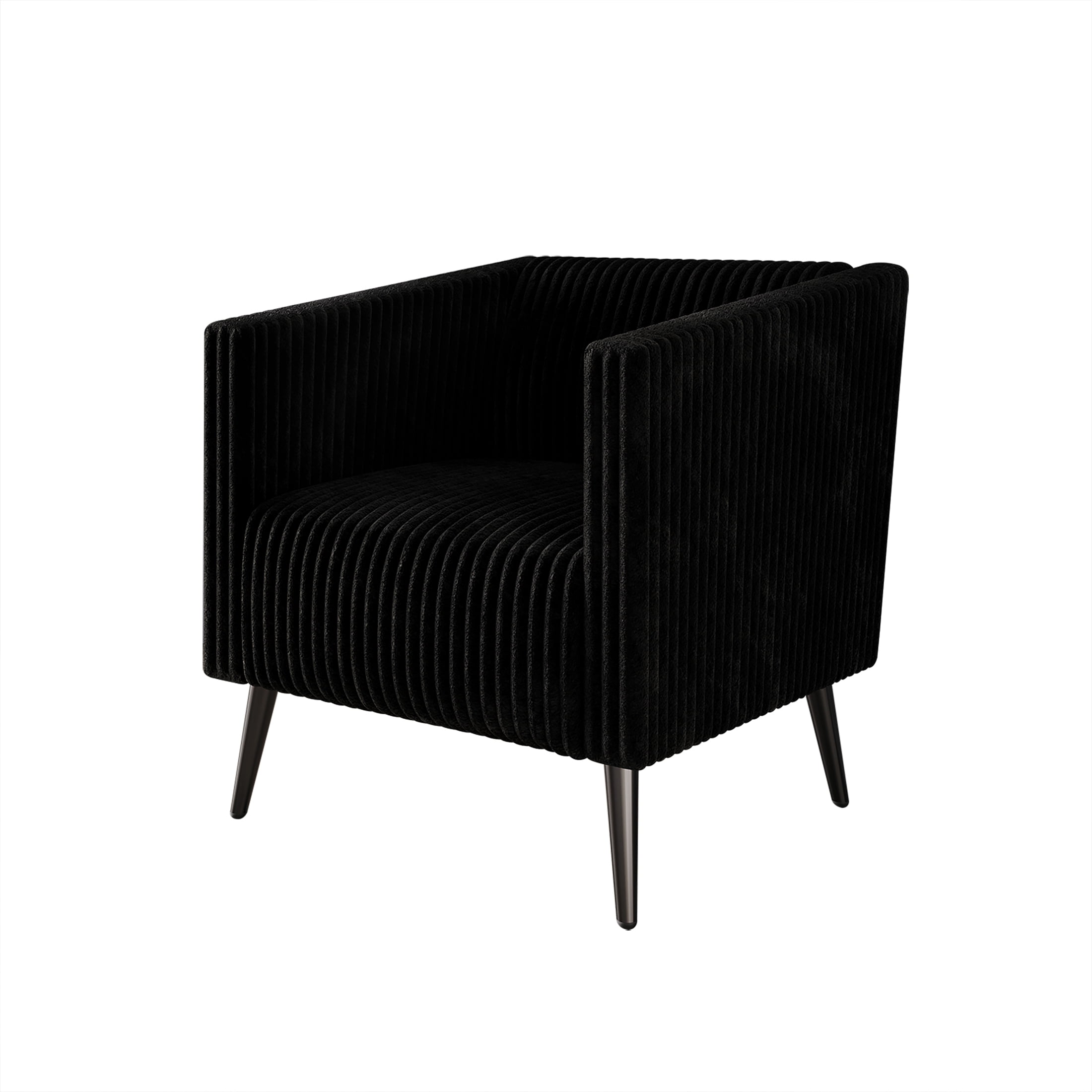 Castle Place Luxurious Corduroy Velvet Upholstered Armchair, Black
