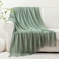 thumbnail image 5 of Sage Green Throw Blanket for Couch,Green Boho Blanket,Spring Throw for Living Room,50"x60", 5 of 9