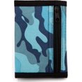 thumbnail image 2 of Cartera de lona triple RFID con diseño de camuflaje para hombre, minimonedero con cremallera y bolsillo frontal para niños (azul), tamaño pequeño., 2 of 4