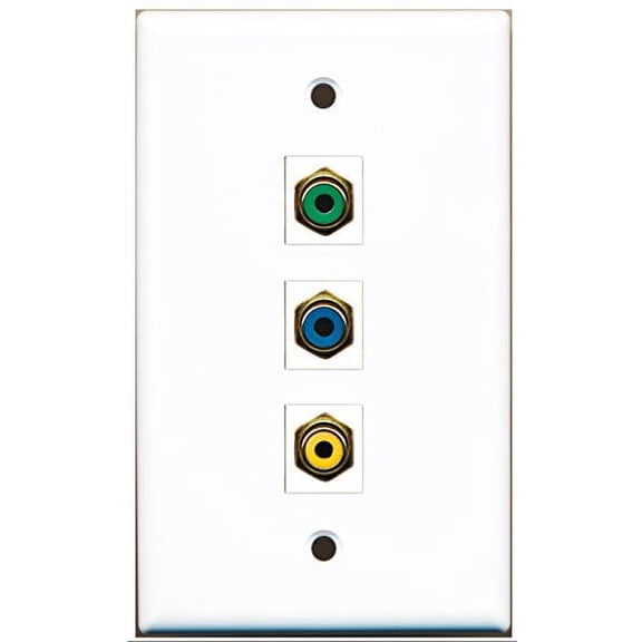 RiteAV - 1 Port RCA Yellow and 1 Port RCA Green and 1 Port RCA Blue Wall Plate