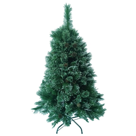 4.5 ft Cashmere and Snow Bristle Christmas Tree with Pine Cones and Pre-lit 250 Clear LED Lights