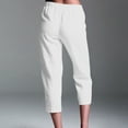 thumbnail image 4 of Simua Women's Capris Pants Cotton Linen Casual Summer Straight Leg Loose Elastic Waist Cropped Trousers, 4 of 7