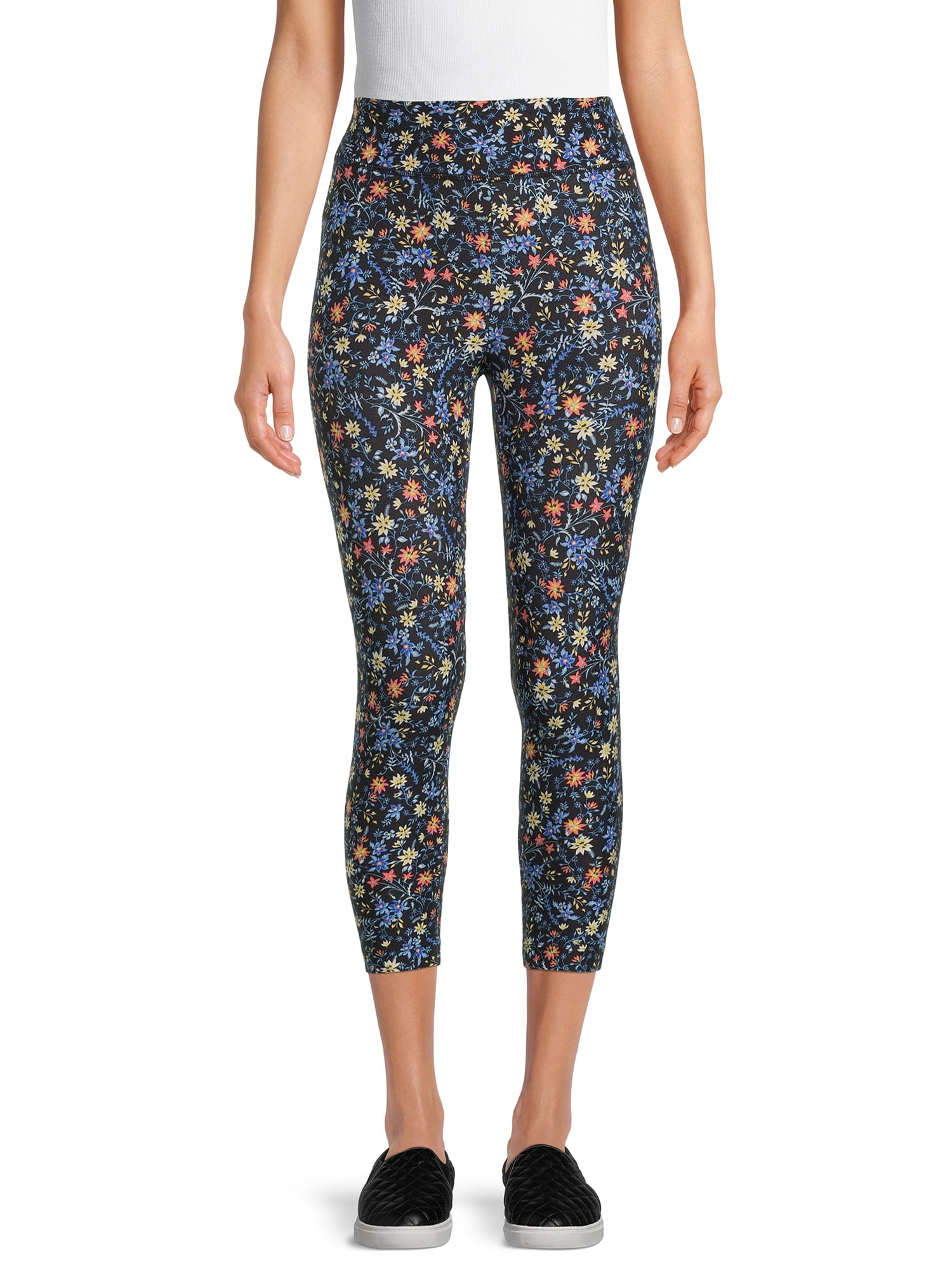 Time and Tru Women's High Rise Knit Capri Leggings