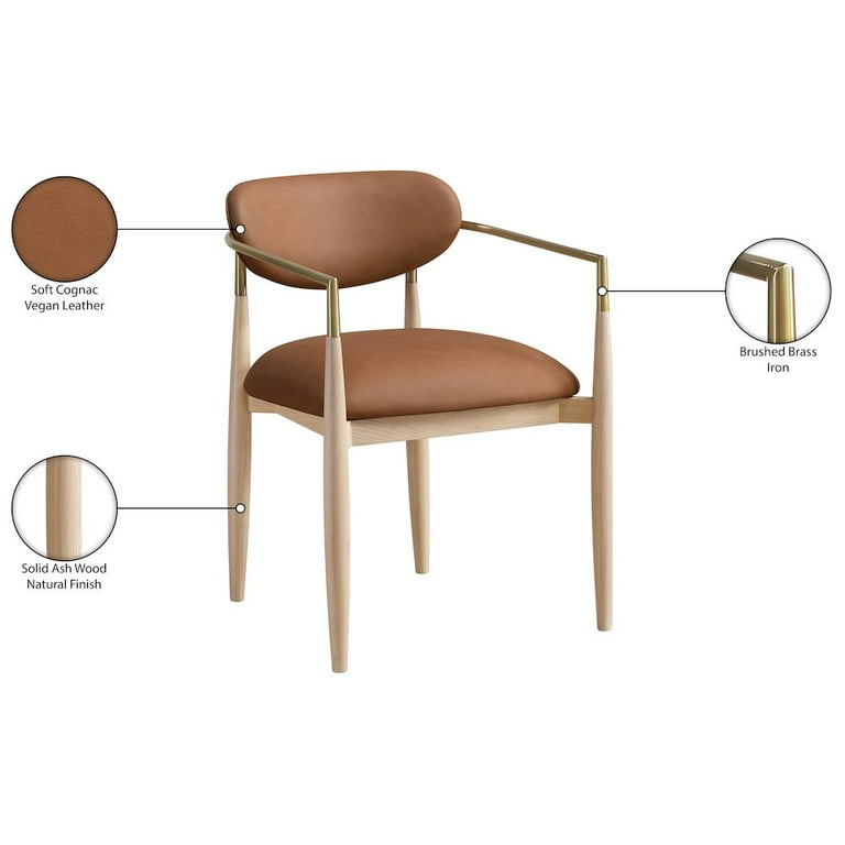 Meridian Furniture Riccio Cognac Vegan Leather Dining Arm Chair