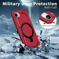 thumbnail image 2 of Designed For iPhone 16e Phone Case,With 360° Spin Magnetic Stand Ring Kickstand,Fit for Mag-Safe,Military Grade Shockproof Heavy Duty Dropproof Tough Rugged Phone Case,Red, 2 of 6